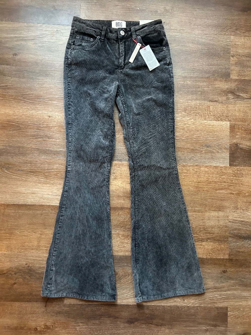 BDG Low Rise Corduroy Flare Pants Black Women's 28x32 NWT